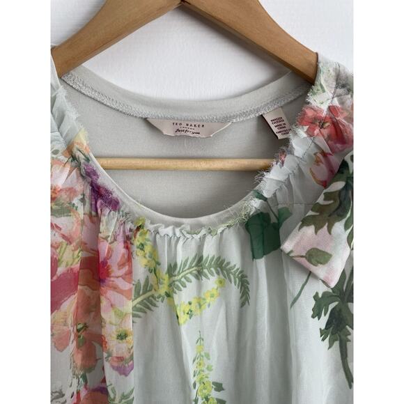 Ted Baker Fairy Top Womens Medium Blouse Floral Artsy Whimsy Soft Romance - Picture 7 of 15